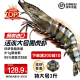 天纵良材进口巨型黑虎虾 活冻大虾老虎虾斑节虾对虾 年货礼品 生鲜海虾 特大24-30只 2.6斤(净重)  18-20CM