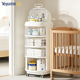 也雅（Yeya）奶瓶收纳箱 奶瓶架沥水置物架婴儿辅食碗筷餐具收纳箱 水杯沥水架 乳玉白套餐 鲸鱼奶瓶箱+推车