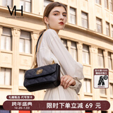 VANESSA HOGAN VH女包茵然软包菱格太阳神系列斜挎包链条腋下包单肩包新年礼物 黑色