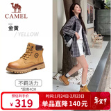 骆驼（CAMEL）王俊凯同款马丁靴高帮秋户外工装大黄靴情侣 GF122W7790 金黄 38