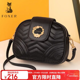 金狐狸（FOXER）牛皮女士包包女包大容量单肩斜挎包菱格小包轻奢生日礼物送女生