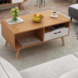 完美木匠实木环保落地电视柜现代简约北欧式小户型客厅家用地柜窄迷你简易 包安装+茶几黄色1米黑色把手