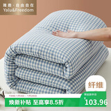 雅鹿·自由自在A类抗菌纤维被子被芯秋冬天季加厚被褥棉被5斤180*220cm 蓝小格