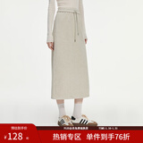 范思蓝恩半拉领廓形落肩加绒加厚重磅卫衣女冬季2024新款14491 燕麦灰半身裙 XL