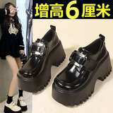 铂呐苓小个子厚底增高鞋松糕小皮鞋女秋冬季乐福鞋复古百搭英伦风单鞋 小皮鞋【金属扣亮面】 37