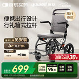 鱼跃(yuwell)手动轮椅车1100A折叠老人轻便便携式手推车旅行可上飞机