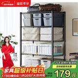 溢彩年华厨房置物架落地阳台杂物收纳货架零食蔬菜架【加粗五层80cm】2396