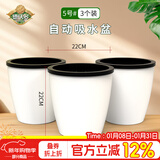 德沃多自动吸水盆5号*3花盆懒人盆可储水创意简约家庭阳台树脂花盆种菜