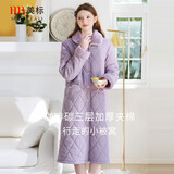 美标商场同款新款三层加厚保暖夹棉纯棉睡袍女冬全棉睡衣新年家居服 茄子色 L (165/88A)