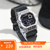 卡西欧（CASIO）手表男小方块运动防水学生男女表多功能非机械电子表WS-1400H-1B