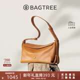 BAGTREE【情人节礼物】包包树奶盒包植鞣皮单肩斜挎包通勤枕头hobo女包 焦糖色-中号 高级小众情人节礼物