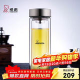 希诺（heenoor）抗菌玻璃杯双层防烫办公车载水杯男高档泡茶杯子XN-9607K 410mL