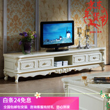 梦美斯宣 欧式电视柜 大理石电视柜组合套装 实木储物柜大户型客厅地柜橡木框架地柜 798 1.8米二抽订做白冰花描银电视柜