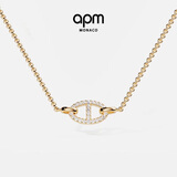 APM Monaco杨紫同款金黄色锁骨链高级时尚猪鼻子项链送女友毛衣链新年礼物