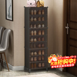 安尔雅 鞋柜门口简易玄关收纳一体柜子超薄宿舍鞋架多层家用 9层暗茶色