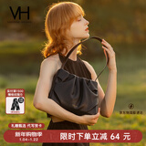 VANESSA HOGAN VH女包柔柔褶皱包百搭通勤托特包大容量单肩包腋下包新年礼物 黑色 (大容量 简约柔软)