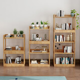全实木书架书柜落地现代简约书架组合简易实木层架置物架陈列架 五层原木色[64]