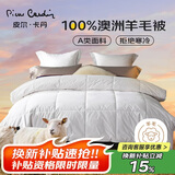 皮尔卡丹 A类100%澳洲纯羊毛被 加厚被子冬季双人被芯春秋 6斤 200*230cm