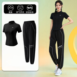 百思绒专业羽毛球服女短袖速干健身跑步运动套装大码网球高尔夫球训练服