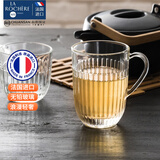 LA ROCHERE法国进口把手玻璃杯 茶杯咖啡杯喝水杯竖条纹耐热水杯办公室商务 高款把手杯(散买无盒) 400ml 1只