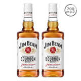 金宾（Jim Beam）Jim Beam 金宾占边波本波旁威士忌 进口洋酒柠檬沙瓦嗨棒可乐桶 金宾白占边白 700mL 2瓶