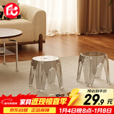 巧纳美凳子家用塑料加厚可叠放小板凳客厅沙发矮凳透明灰3336-GY1个装