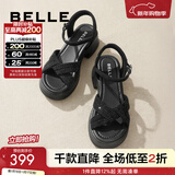 百丽（Belle）满钻条带繁星休闲凉鞋女商场款厚底凉鞋A9S2DBL4 黑色 39 (245mm)