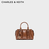 CHARLES&KEITH25冬新品褶皱包挂手提小方包波士顿包新年礼物送女友CK2-30671820 Chocolate巧克力色 S