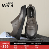 VOLO犀牛男鞋休闲皮鞋男士商务皮鞋真皮软底透气皮鞋 灰色系带款 44