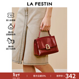 拉菲斯汀（La Festin）【何泓姗同款】小号塌塌手提包包女单肩斜挎凯莉包生日情人节礼物 能量红-小号 | 质感油蜡皮