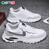 卡帝乐鳄鱼男鞋春秋季百搭鞋子男厚底老爹鞋男士时尚休闲运动鞋 995 白灰 40