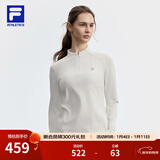 FILA 斐乐25冬季新款健身运动半拉链瑜伽跑步内搭加绒保暖女子长袖T恤 鹭白-WT XL 175/92A/XL