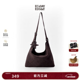 ECODAY秋冬麂皮编织包通勤托特包HOBO包斜挎包送女友生日新年情人节礼物 You look tasty-B040T 檀褐色 大号