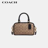蔻驰（COACH）【品牌直供】女士SATCHEL小号手提单肩斜挎盒子包棕/黑礼物次日达