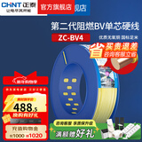 正泰（CHNT）阻燃电线BV2.5/4/6平方单股铜芯电线 电缆线国标电源线家用铜芯线 黄色零线BV4  100米