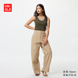 优衣库女装针织廓形长裤/弯刀镰刀裤子483722 482287 483722/32深米色 S