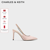CHARLES&KEITH质感链条尖头高跟凉鞋子女鞋生日礼物新年礼物CK1-60280377 Beige米色 34 (220)