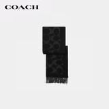 蔻驰（COACH）【品牌直供】男女同款经典流苏绵羊毛围巾黑色CU807新年礼物