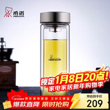 希诺（heenoor）抗菌玻璃杯双层防烫办公车载水杯男高档泡茶杯子XN-9607K 410mL