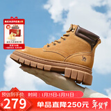 骆驼（CAMEL）大黄靴女都市户外系带工装靴马丁靴 L23W307016R 黄棕（绒里） 36