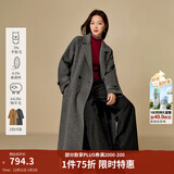 茵曼（INMAN）2025冬季女装新款羊驼毛桑蚕丝翻领双面呢大衣轻奢风毛呢外套 花灰色 L 168-172cm/121-130斤
