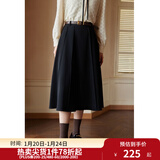 独束[神裙3.0版]独束大码女装高腰半身裙女秋冬微胖mm遮胯显瘦A字裙 静谧黑 M