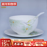 华光泡面碗汤碗碟盘 筷勺 盘碟碗厨具套件 中式骨瓷家用餐具 白玉兰 5英寸碗