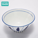 宜得利家居 日式餐具饭碗双耳碗圆碟茶杯方形碗太十草 5.3英寸饭碗 205-F3