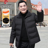 皮尔卡丹棉服男加绒加厚中年爸爸装外套冬装夹克中老年冬季棉袄老人上衣服 J8013黑色【加绒加厚】 XL (180) 【建议121-135斤】