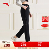 安踏（ANTA）灵动裤 | 直筒裤女春季新款针织卫裤跑步黑色运动长裤子162517312 基础黑-3 L (女170)