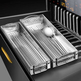 餐将军304不锈钢筷子盒消毒柜筷勺收纳盒沥水架叉筷餐具收纳篮【小号】