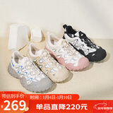 骆驼（CAMEL）丑萌登山鞋女时尚撞色户外休闲鞋 L24S076620 米/银/黄 38