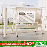 名至 晾架落地晾衣杆凉台阳台挂衣架折叠室外晒子被架移动婴儿衣架 免装直卡带轮款--奶油白 加大号