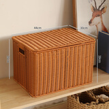 ken's大号收纳筐塑料藤编抽屉式整理篮带盖玩具收纳箱北欧 棕色44*30*28/29cm翻盖